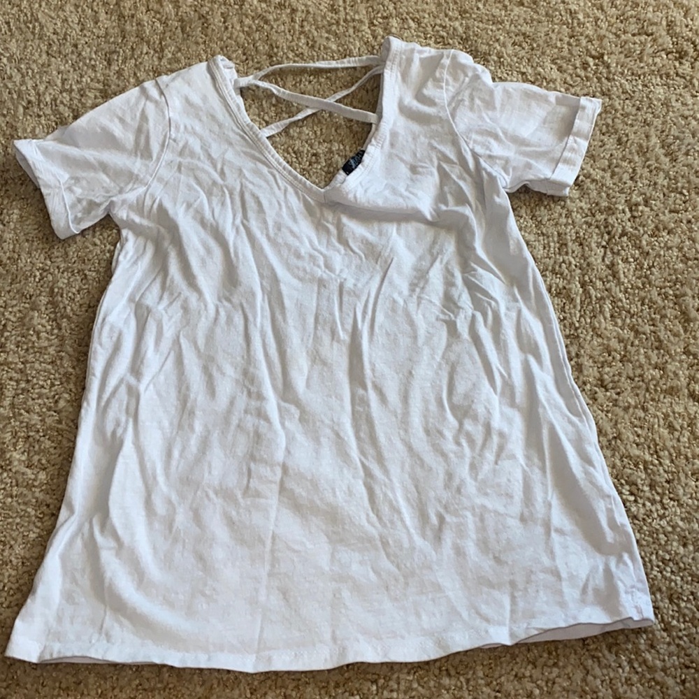 White shirt with criss cross back detail